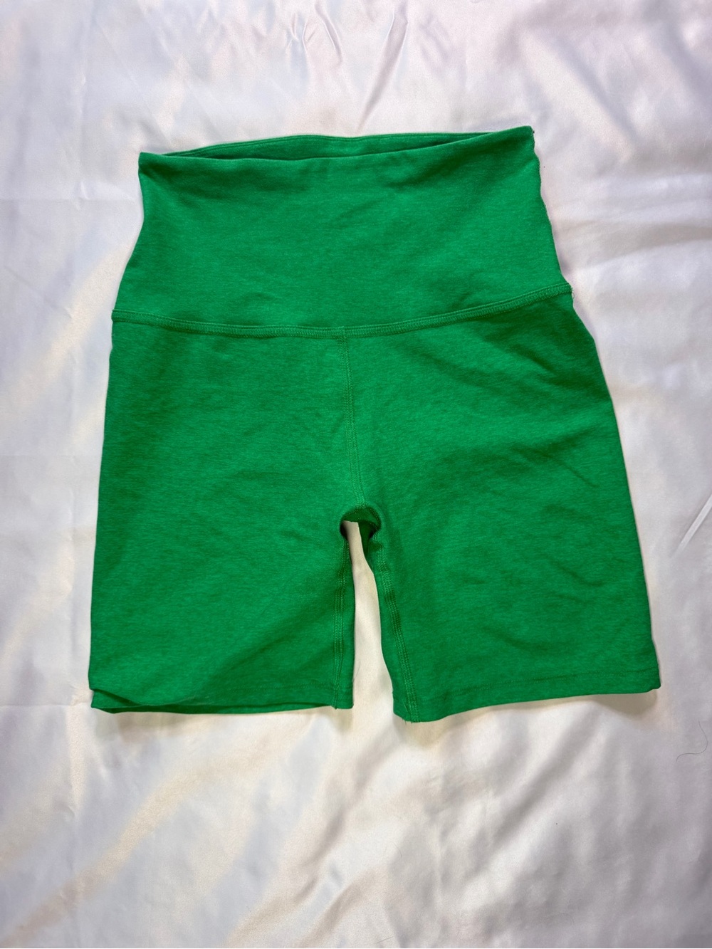 Beyond Yoga Green Heathered Biker Shorts